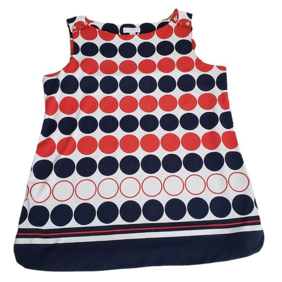 Charter Club Red White Blue Blouse Medium Polka-dot Sleeveless Nylon Spandex - Picture 9 of 9